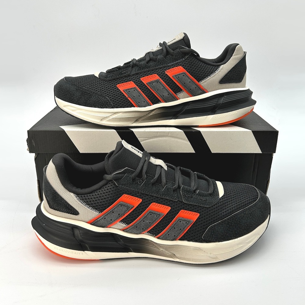 adidas Astrastar Mens Sz 11.5 Sneakers Gray Orange Trainers Cloudfoam NEW JQ6077